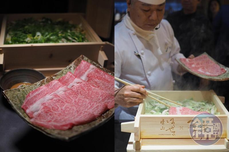 和牛終於不再只能煎烤涮，「台北美福大飯店」的「晴山日本料理」找來日本米其林餐廳「季樂」助陣，推出用蒸的極品和牛套餐。