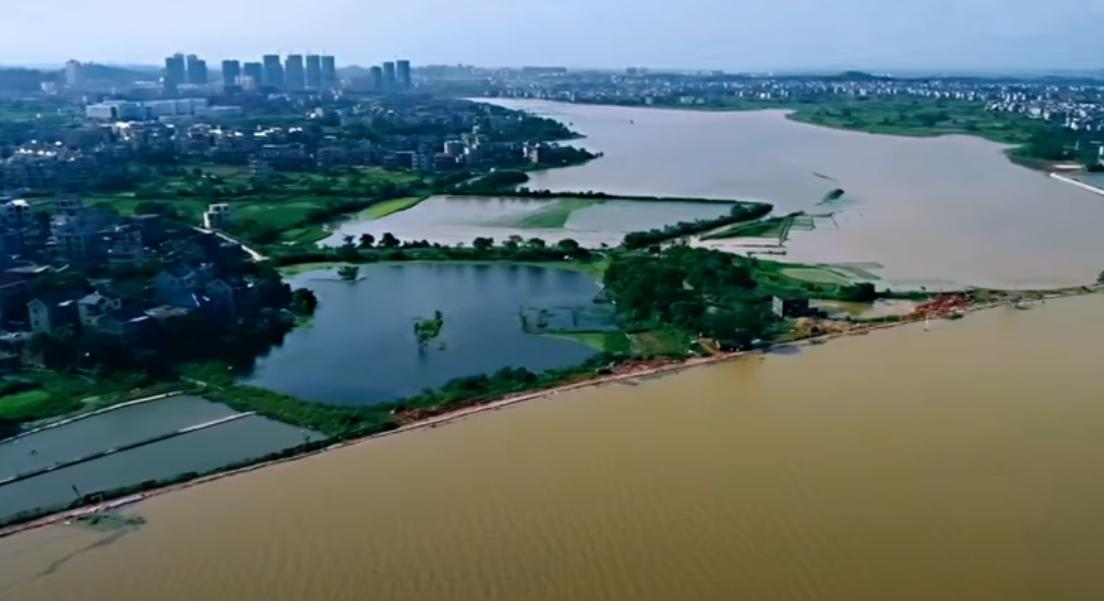 中國網友直擊長江流域洪災之景，他提醒「情況不容樂觀」。（翻攝自覺遍十方YouTube頻道）