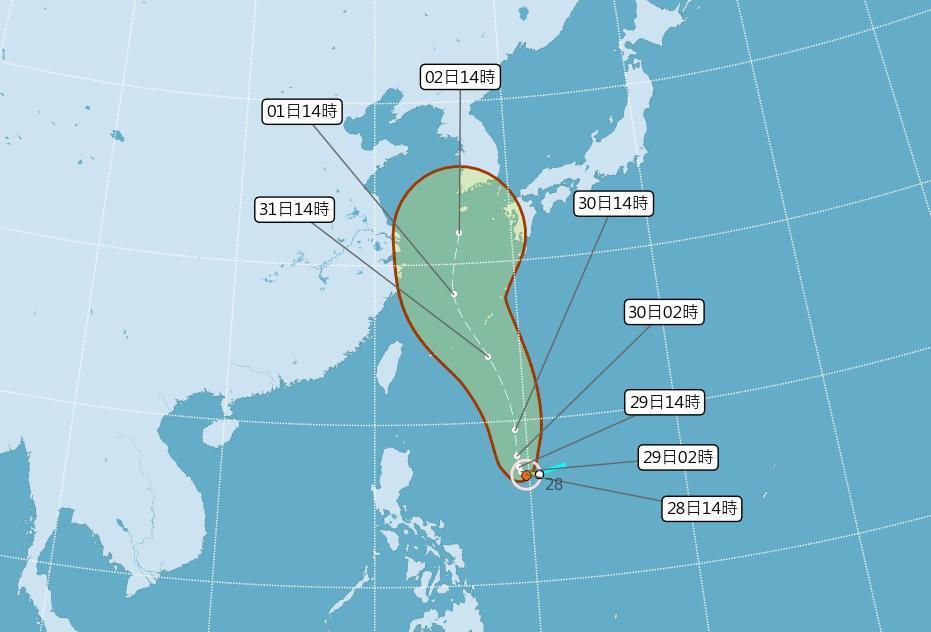 今年第9號颱風「梅莎」生成，下週一二影響台灣。（翻攝自氣象局官網）