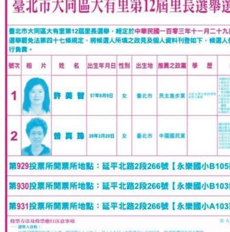 網友加碼po出過去的選舉公報，指出曾姓婦人曾以國民黨名義參選里長。（翻攝自王定宇臉書）