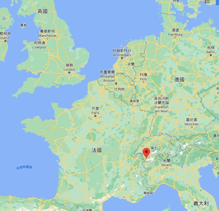 威格莫爾一行人從韋比爾（紅點處），經法國搭歐洲之行返回英國。（翻攝自Google Map）