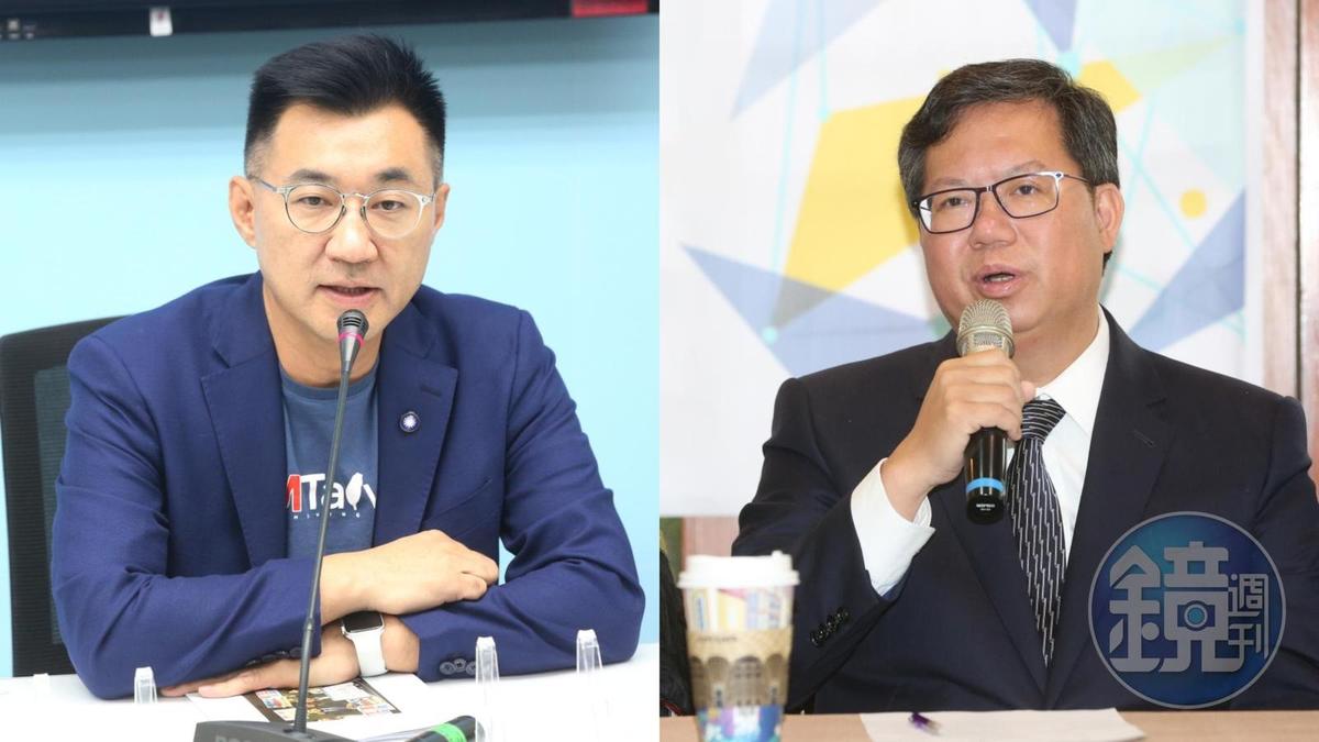 江啟臣（左）表示，韓國瑜參選桃園市長是外界聯想；鄭文燦（右）則表示，目前還是已作好防疫為主要工作。（資料照）