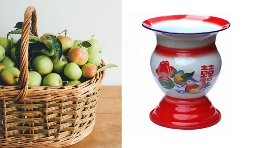 最近有網友發現，類似中國夜壺或痰盂的商品竟被包裝成「中國水果籃」高價出售。（翻攝自亞馬遜）