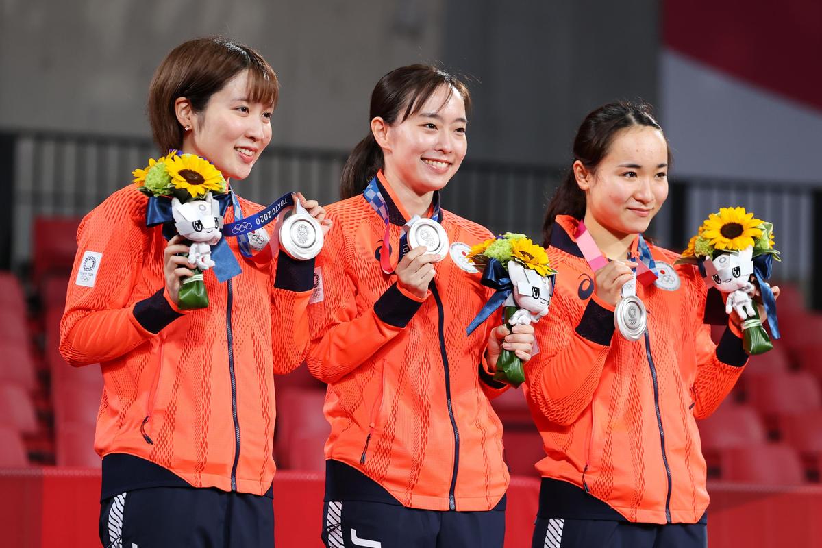 桌球女子團體金牌戰日本最終輸給中國，獲得銀牌。（東方IC）