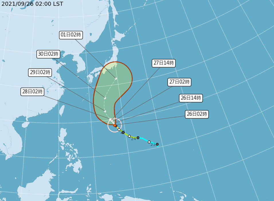 颱風蒲公英中心位置在北緯18.4度，東經137.1度，以每小時8公里速度，向北北西進行。（中央氣象局提供）