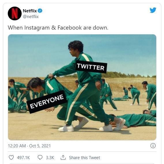 Netflix不忘在推特製作《魷魚遊戲》詪圖，除了嘲諷還能打劇。（翻攝Netflix推特）