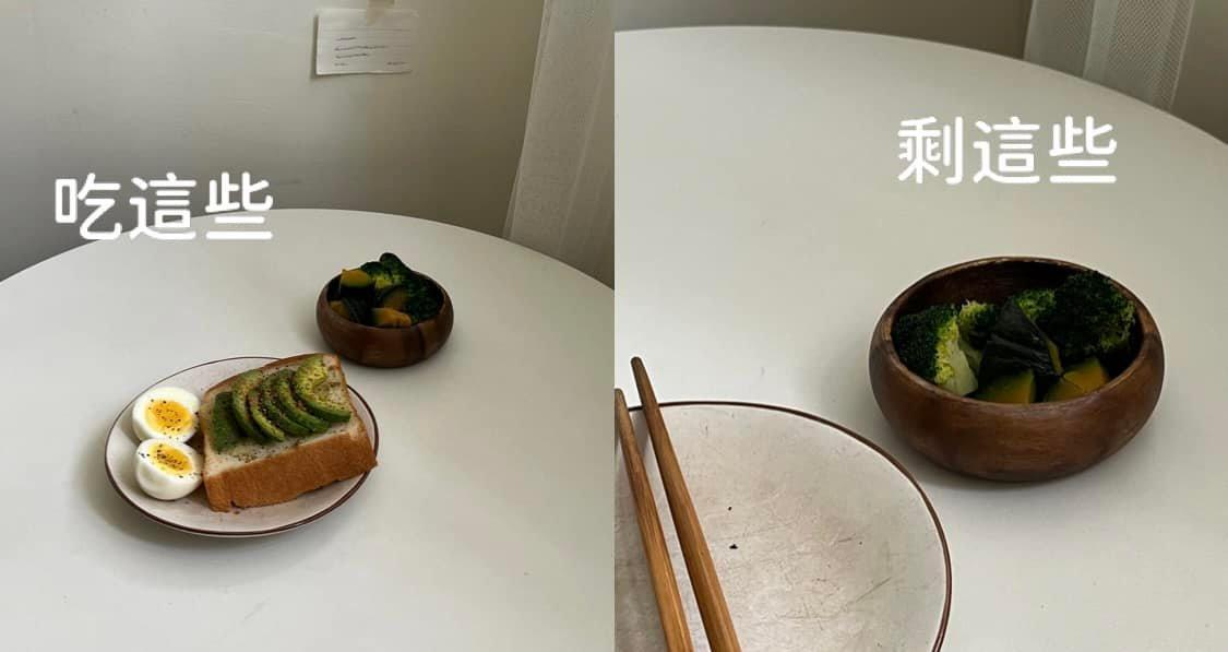 NanaQ曬出最新貼文，強調「極簡胃都怎麼吃」，並附上用餐前後對比照，引來眾多網友砲轟。（翻攝自NanaQ臉書）