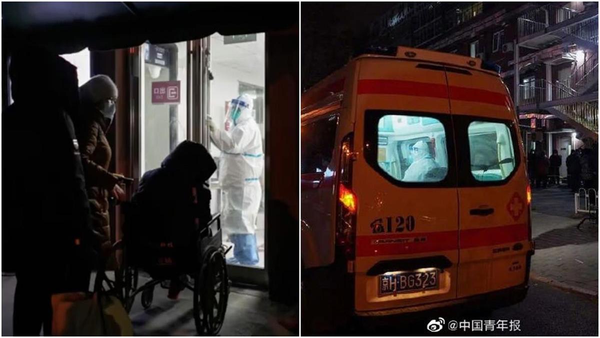 ▼北京不僅醫院被塞爆，連救護車都遠超過負荷。（圖／翻攝自微博@中國青年報）