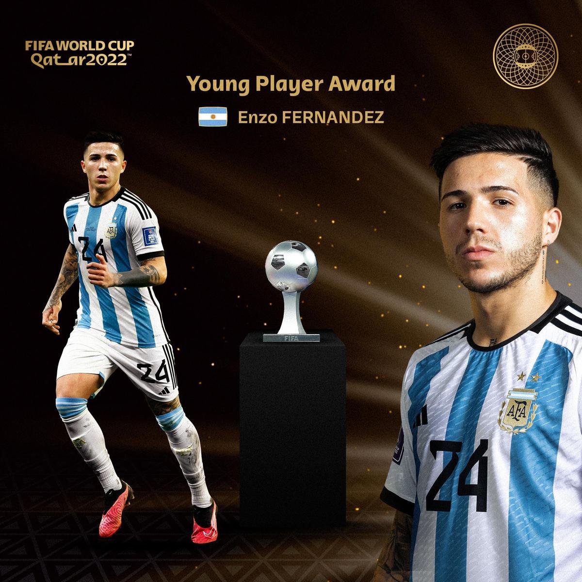 ▼阿根廷的中場新星費南德茲，獲頒最佳年輕球員獎。（圖／翻攝自FIFA World Cup臉書）