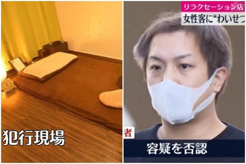 日本按摩師田中裕久涉嫌趁幫女顧客按摩時伸狼爪猥褻、指侵。（翻攝推特@mass4x4）