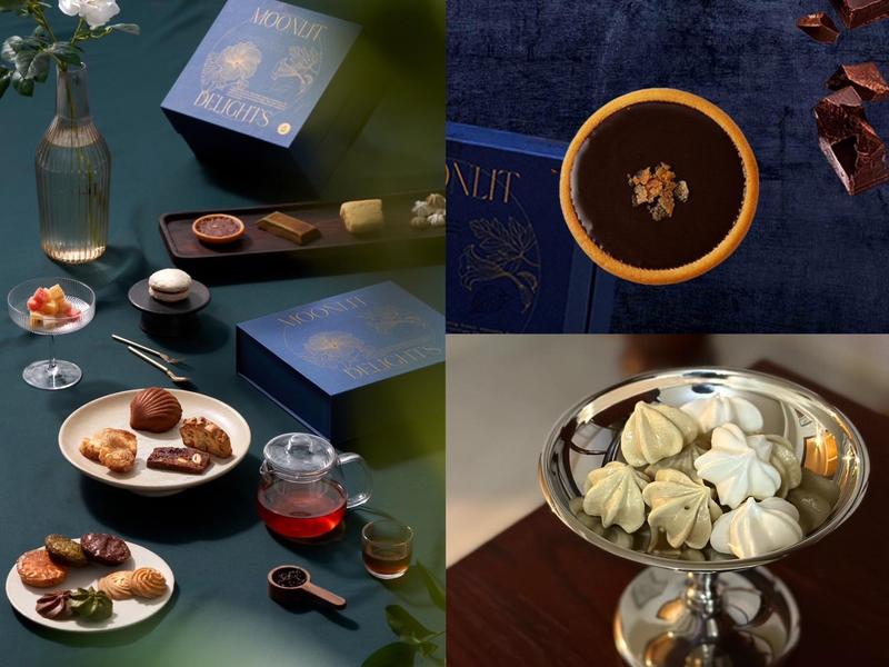 台北甜點名店「深夜裡的法國手工甜點」為中秋節推出「沐月新花」禮盒，多達19款法式甜點相當誘人。（圖／鏡週刊提供）