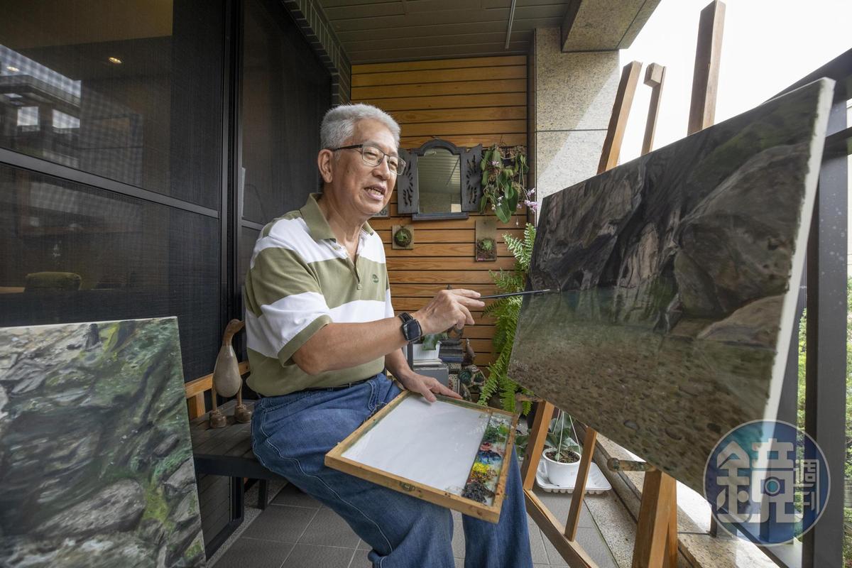 前台北市副市長張金鶚退休後重拾畫筆，連辦3次畫展，一圓年輕時的夢想。
