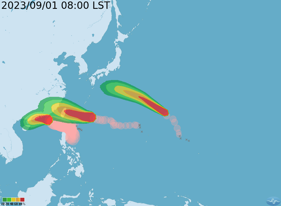氣象局指出，颱風中心在3日登陸台灣的機會很高。（圖／翻自氣象局官網）