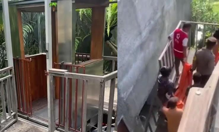 峇里島渡假村電梯墜落，導致5名員工重摔慘死。（圖／翻攝自X@darckcoin）